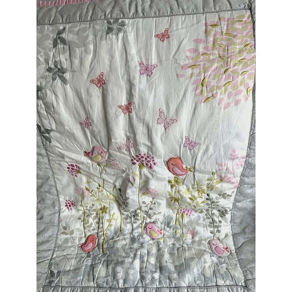 Just Born Song Bird Spring Garden Floral‎ Embroidered Baby Crib Comforter